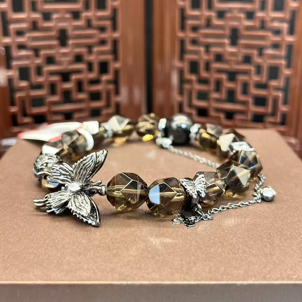 Natural tea crystal bracelet