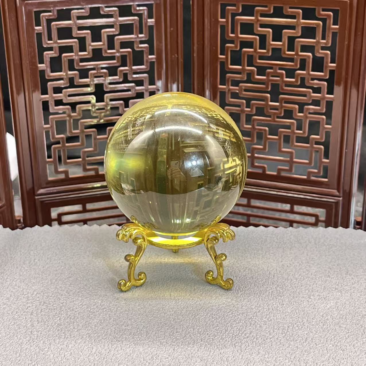 Natural citrine sphere