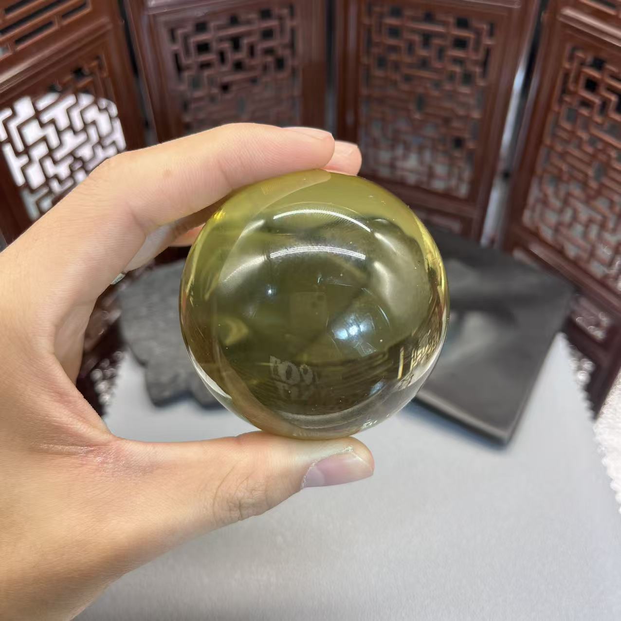 Natural citrine sphere