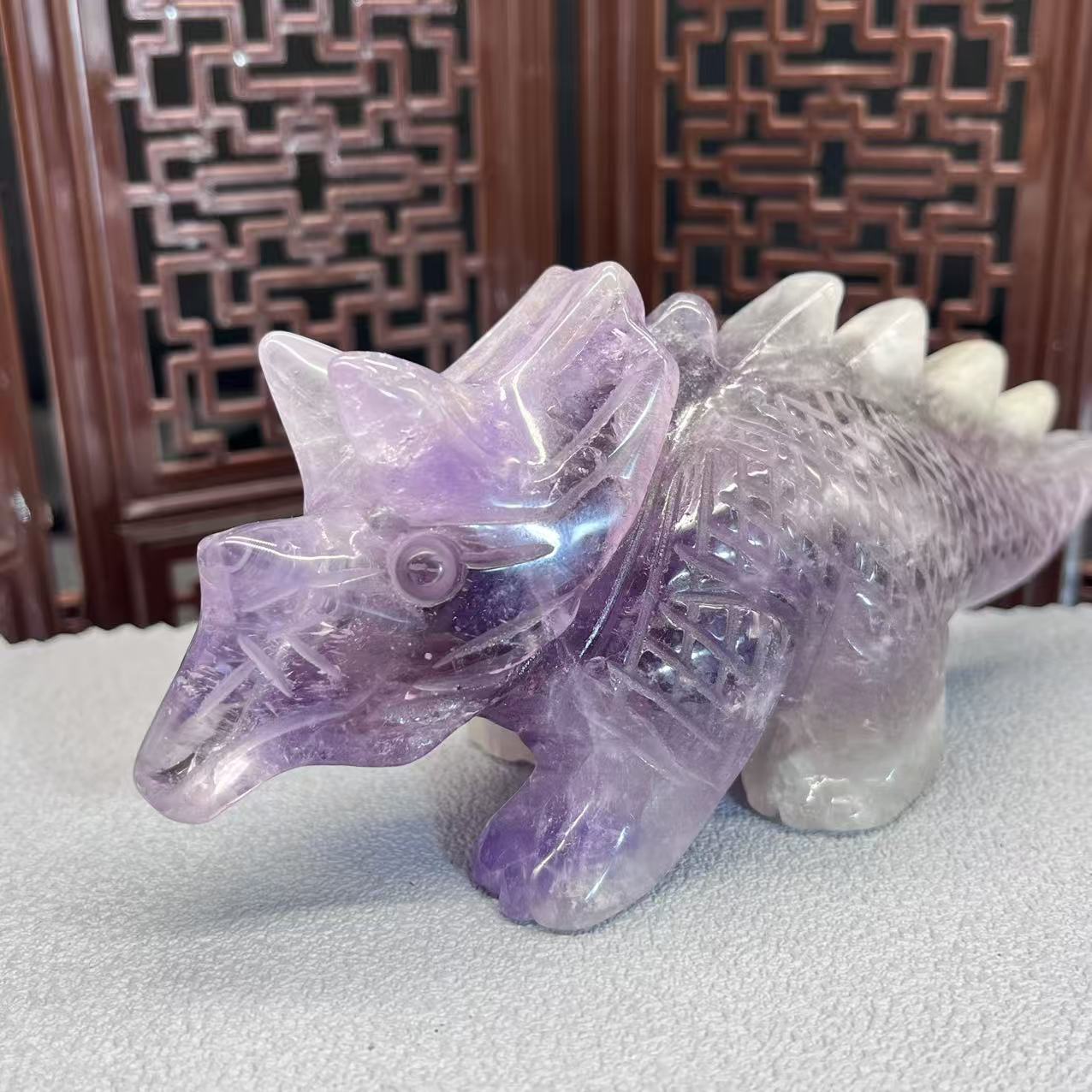 Natural amethyst dino carving
