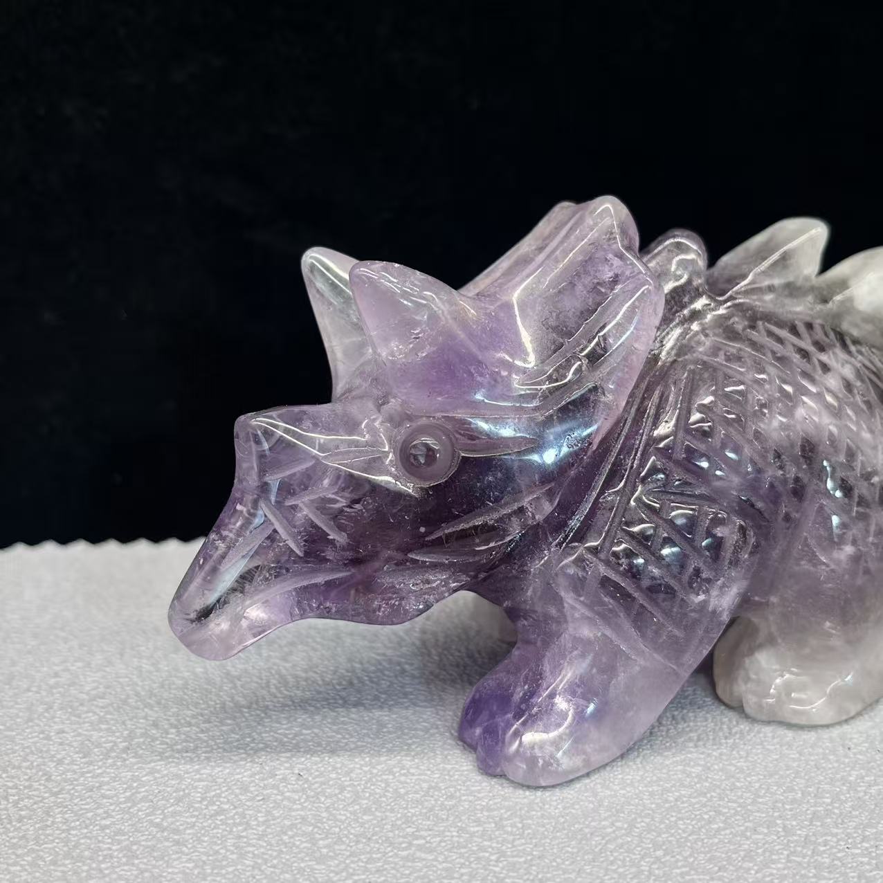 Natural amethyst dino carving