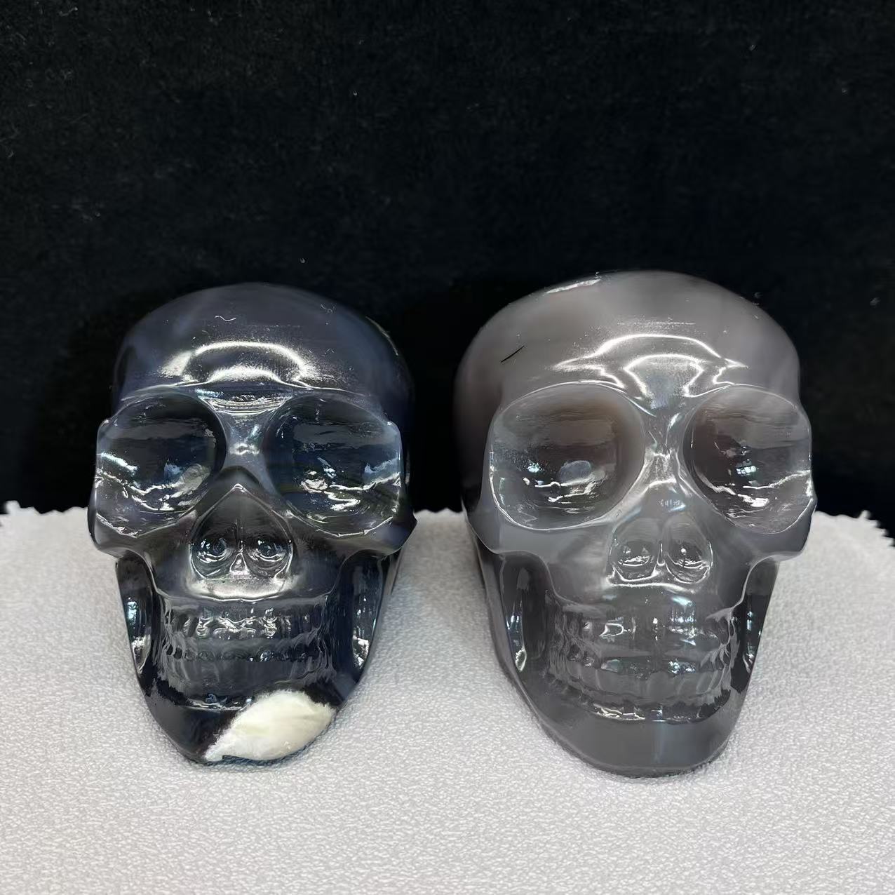 Natural volcano agate skulls