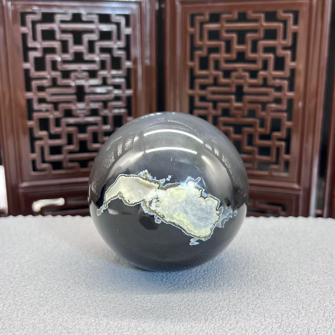 Natural volcano agate sphere