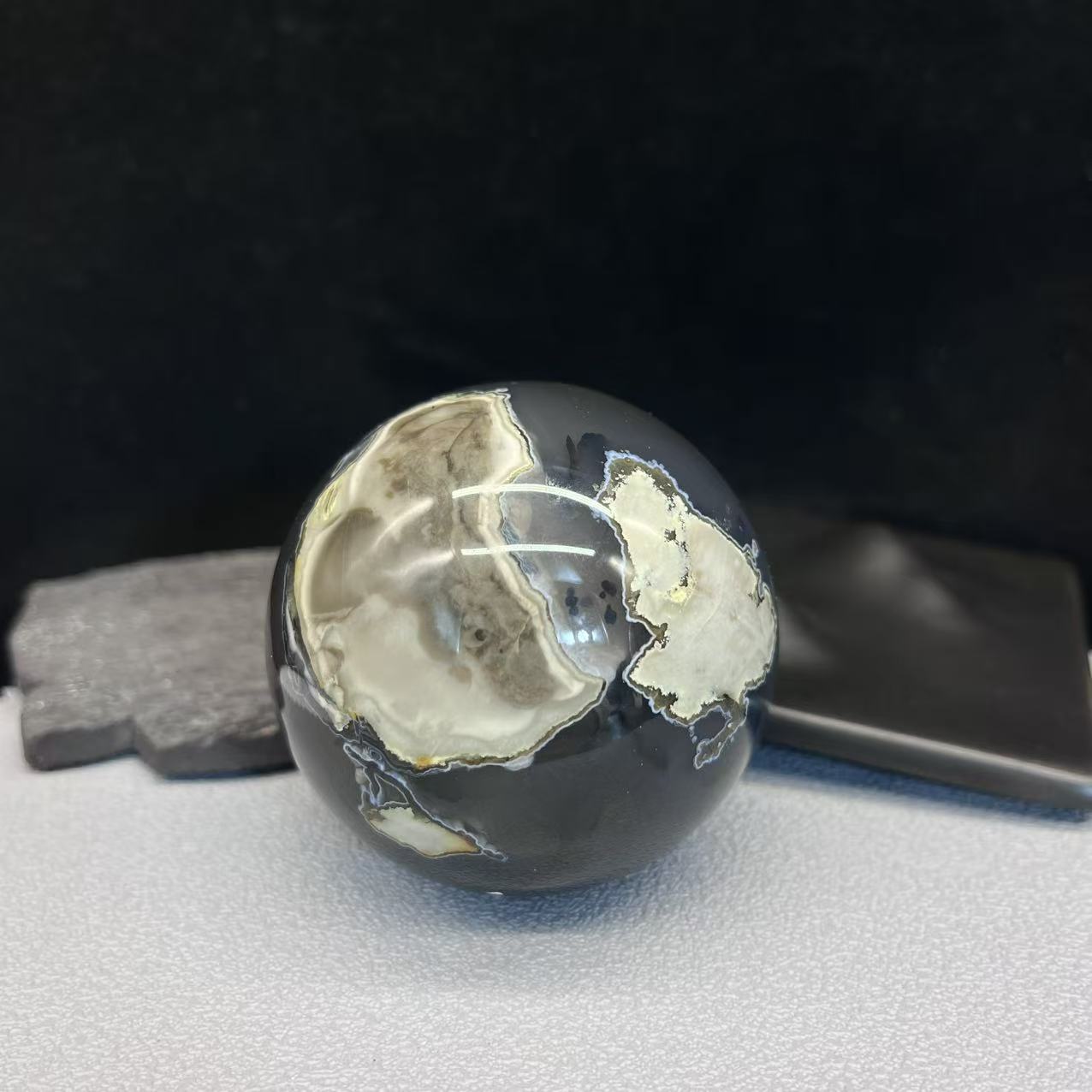 Natural volcano agate sphere