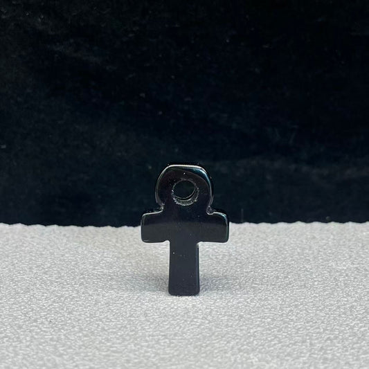 Natural obsidian crucifix pendant