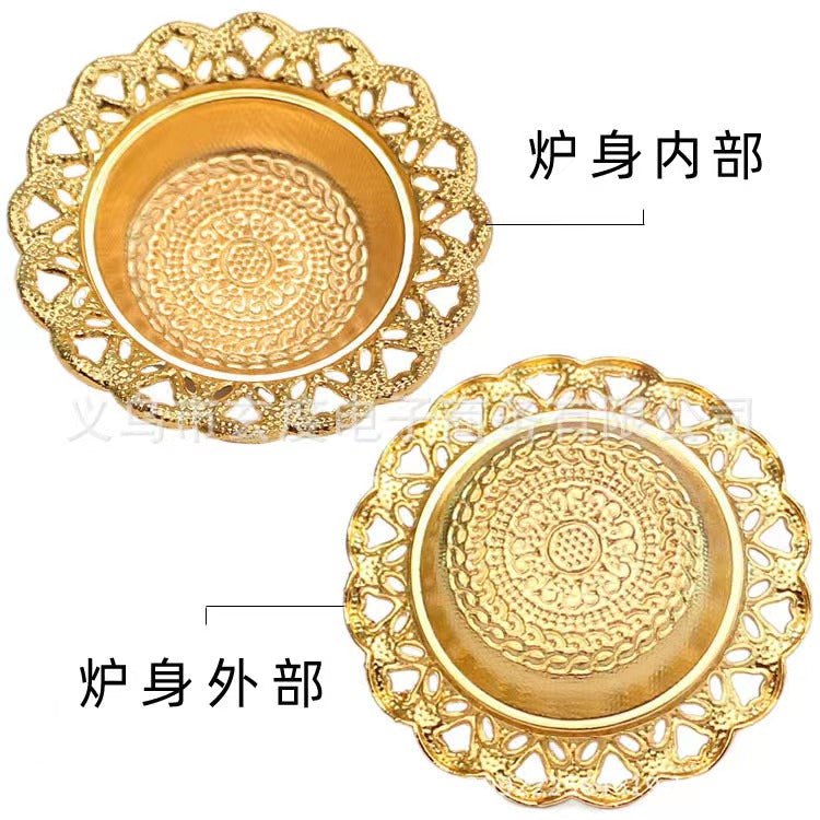 Mini gold tower incense burner with small metal