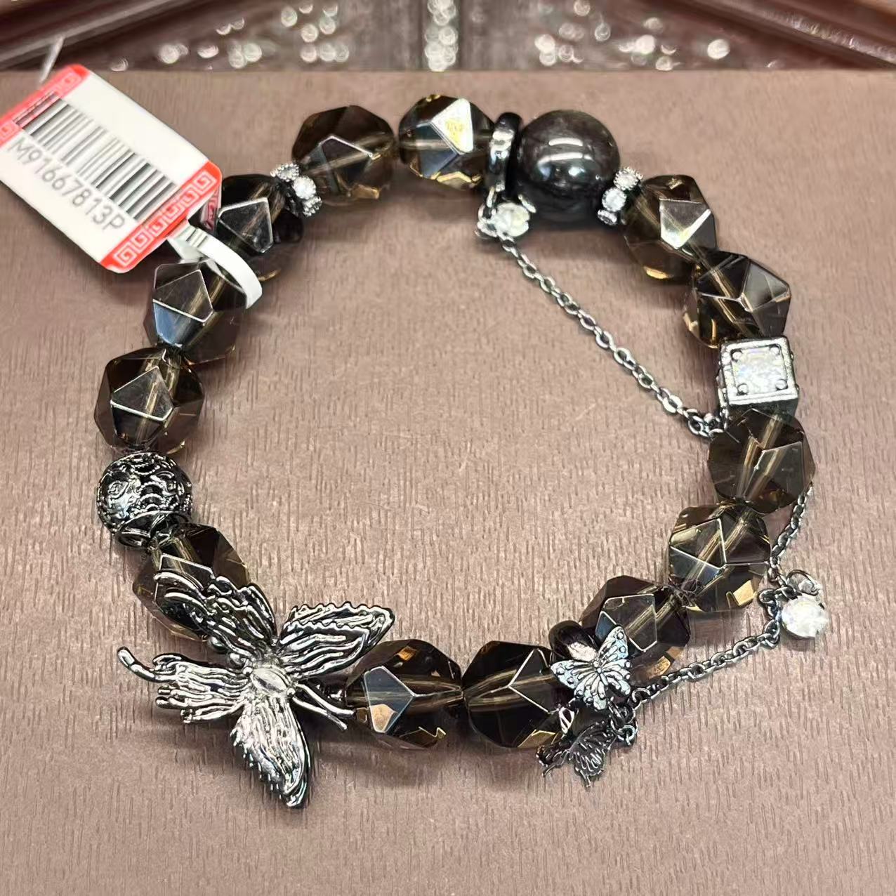 Natural tea crystal bracelet