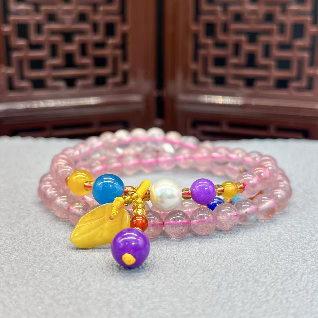 Natural strawberry crystal design bracelet