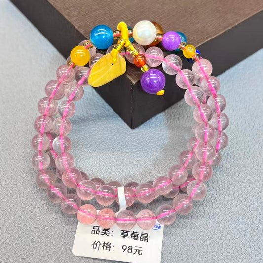 Natural strawberry crystal design bracelet