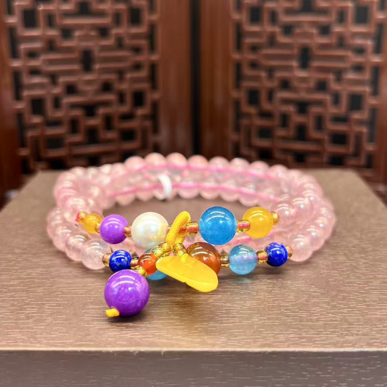 Natural strawberry crystal design bracelet