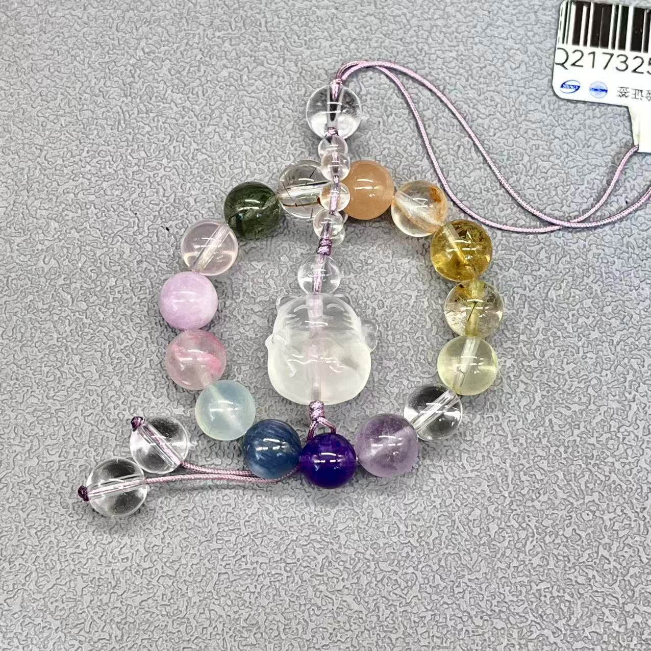 Natural crystal mobile phone chain design