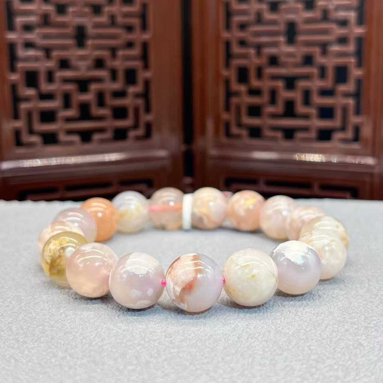Natural cherry blossom agate bracelet