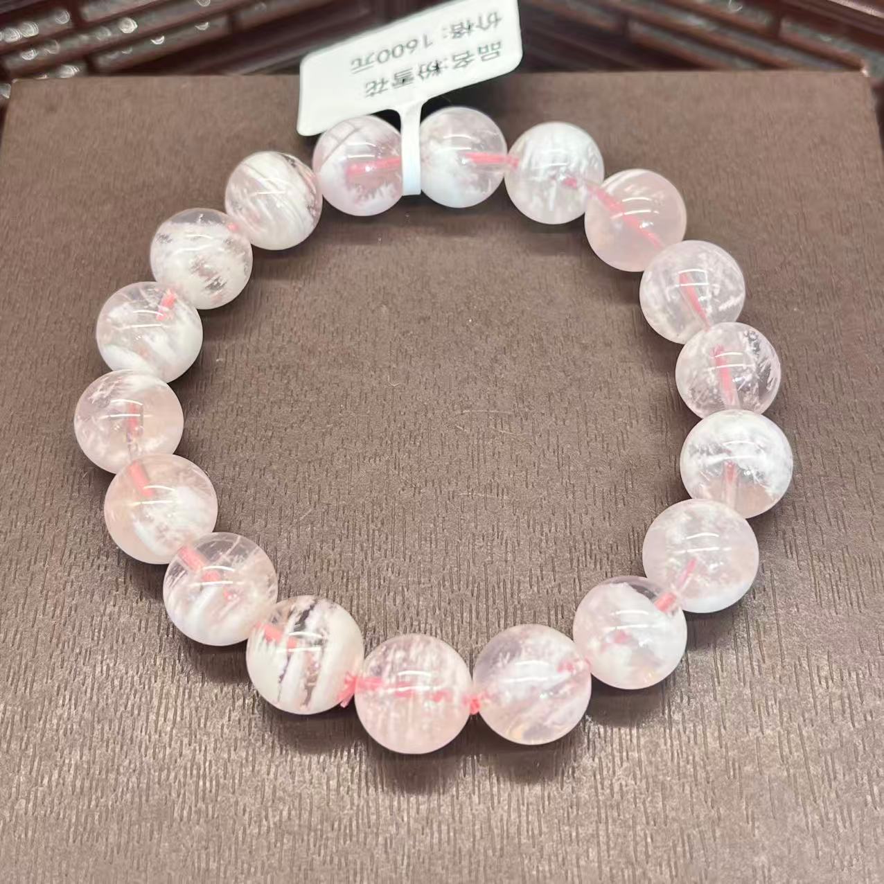 Natural pink snowflake crystal bracelet