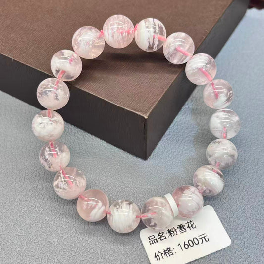 Natural pink snowflake crystal bracelet