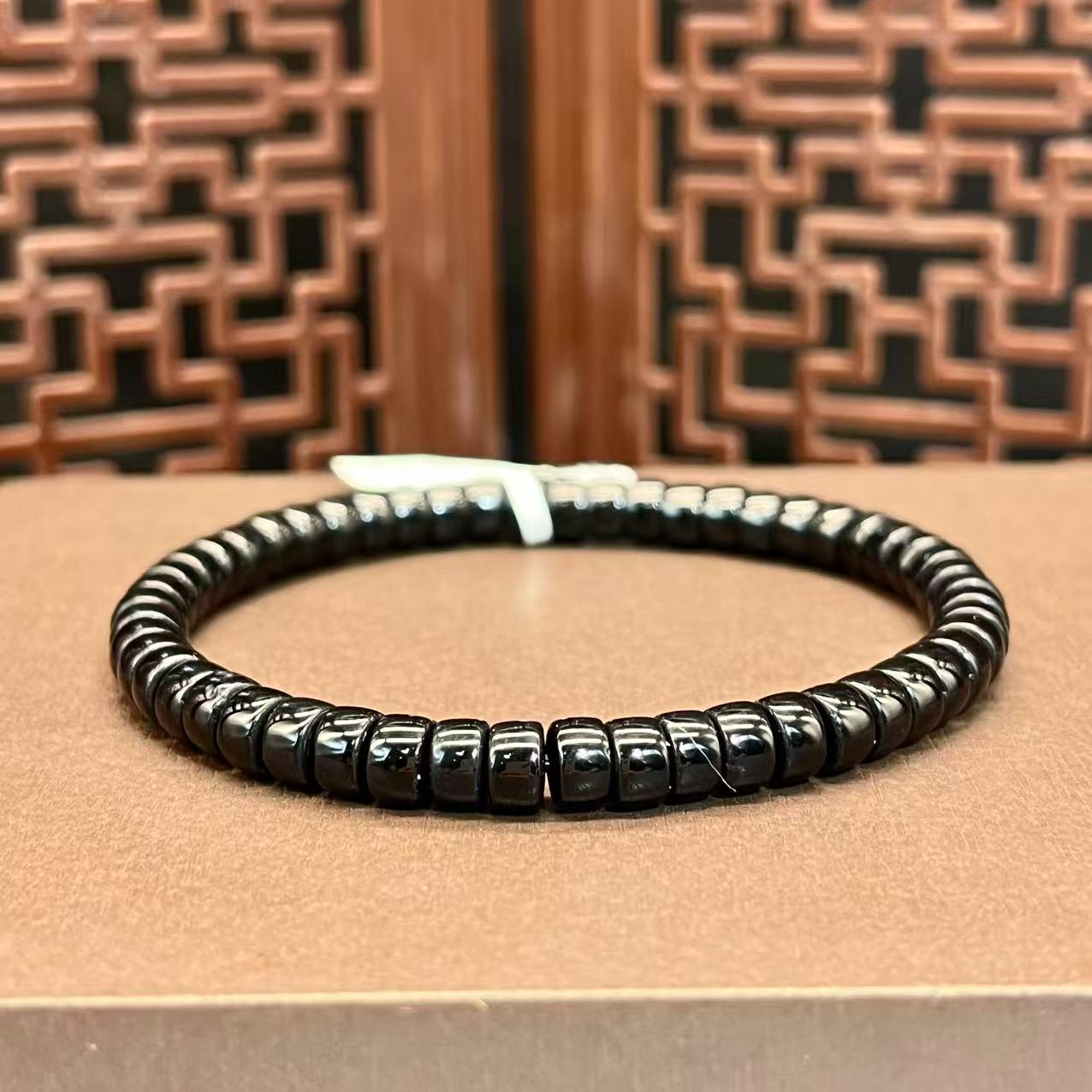 Natural black agate bracelet