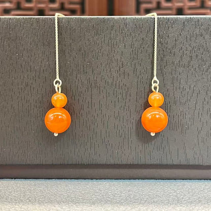 Natural agate gourd earrings