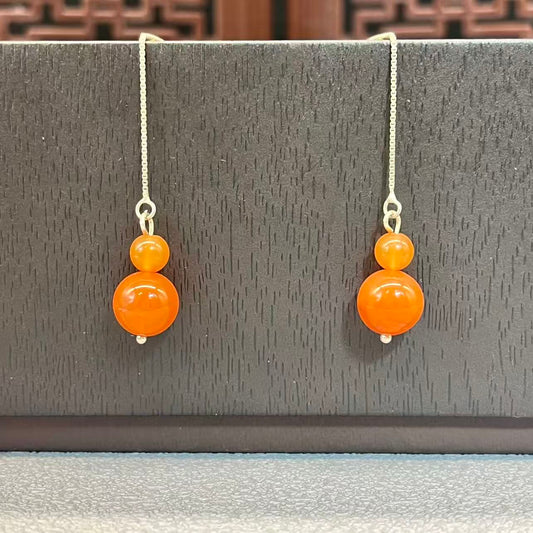 Natural agate gourd earrings