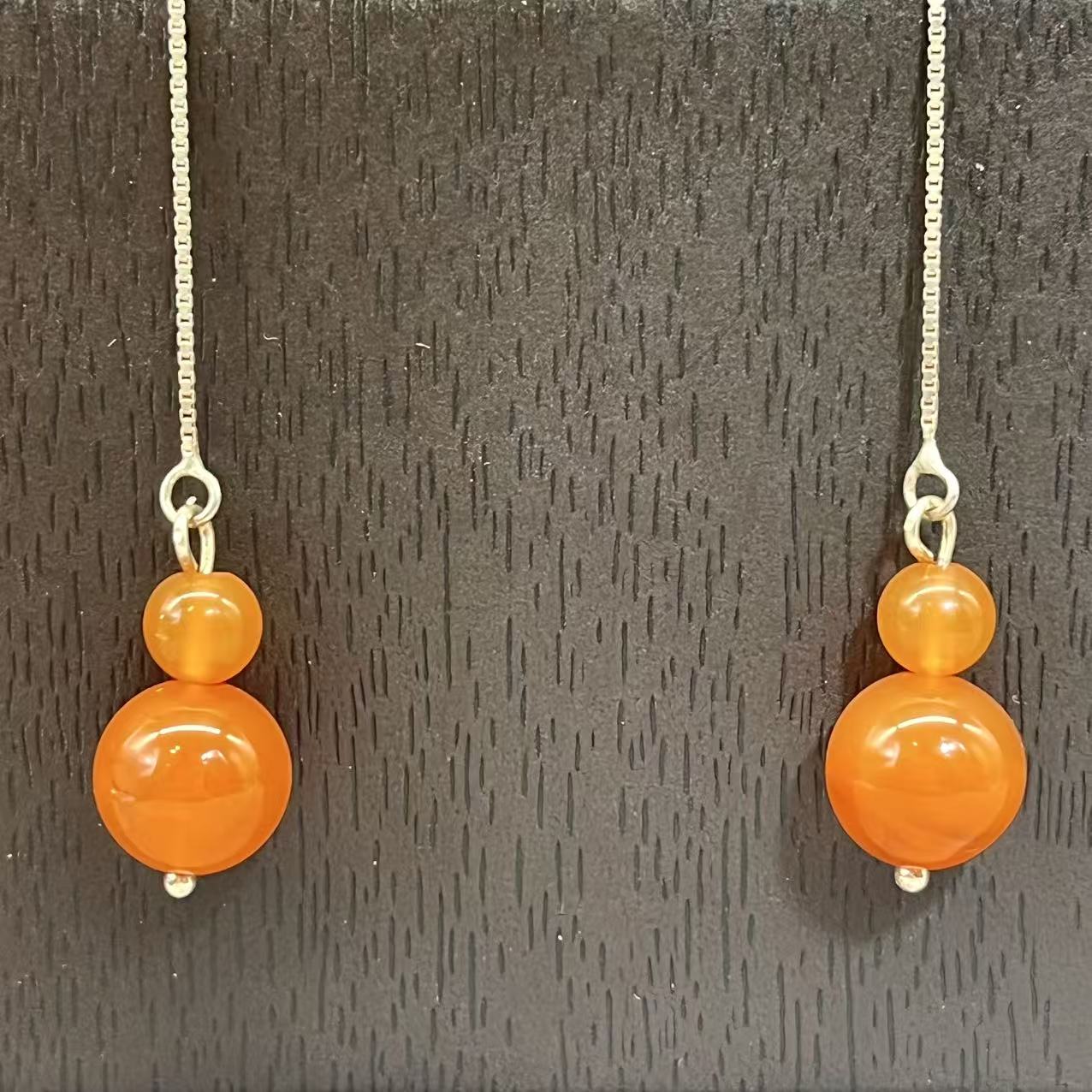 Natural agate gourd earrings