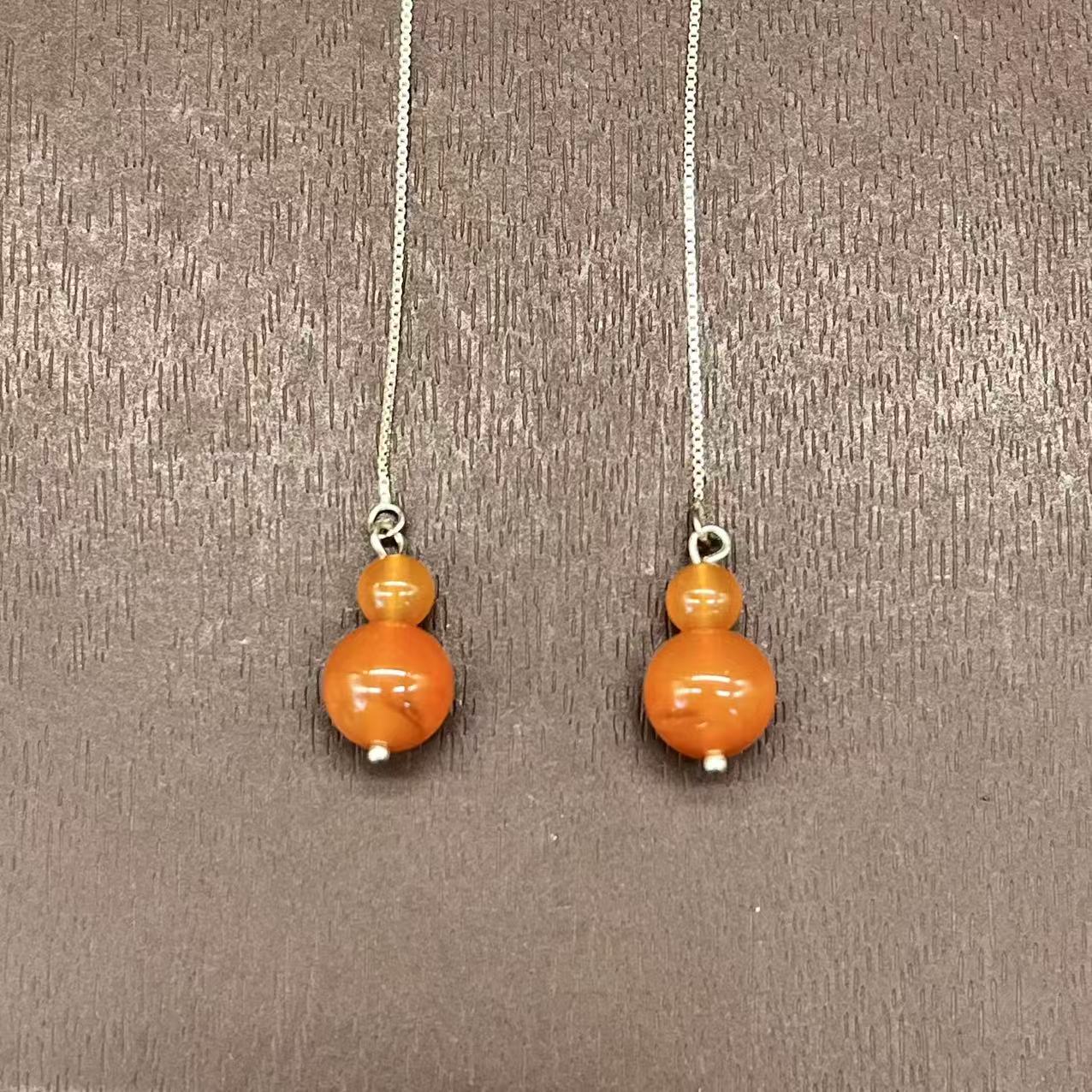Natural agate gourd earrings