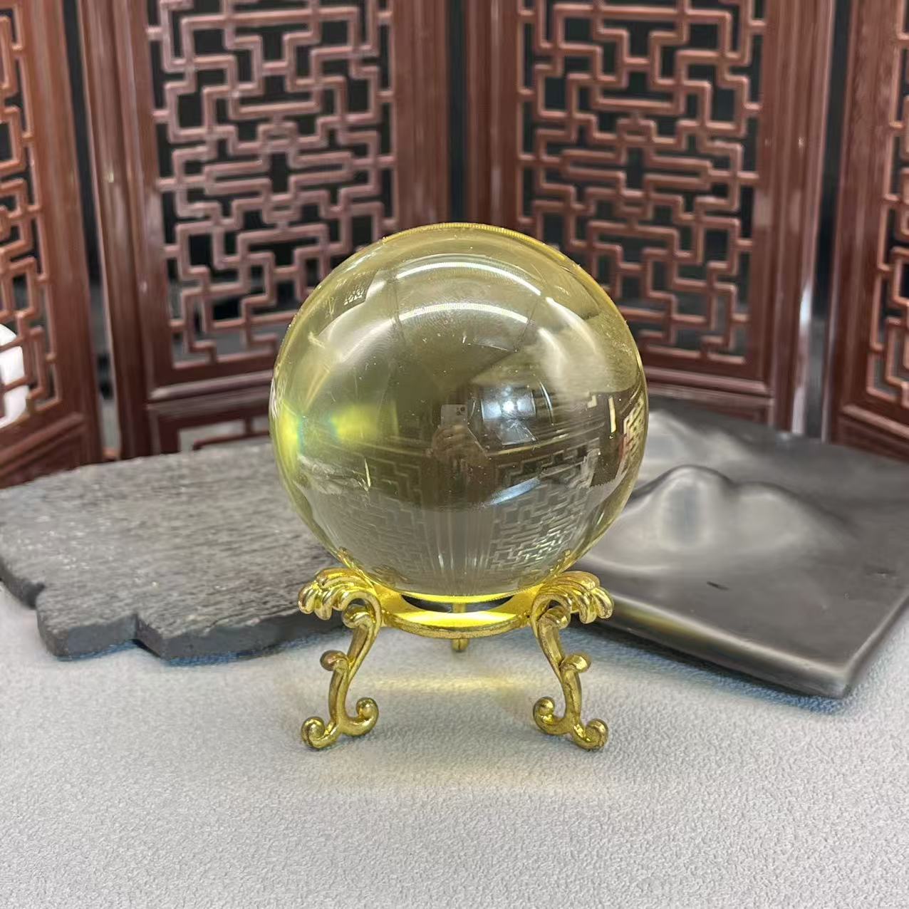 Natural citrine sphere