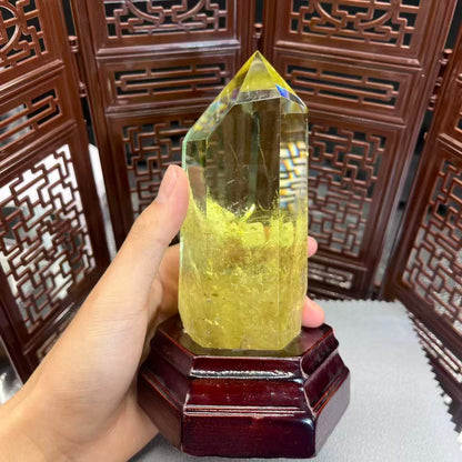 Natural citrine tower with ornaments