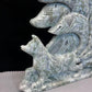 Natural moss agate nine tail fox pretty carving