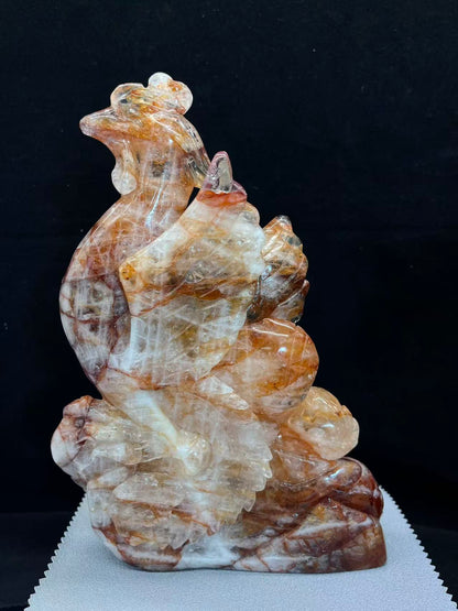 Natural fire quartz phoenix ornaments