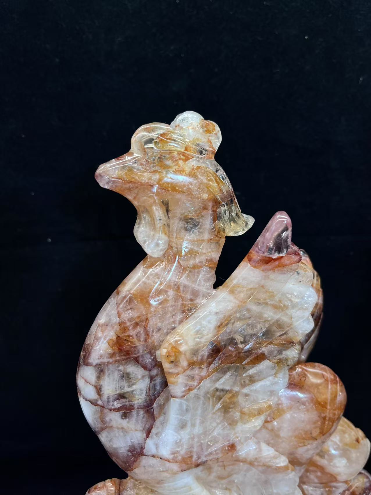 Natural fire quartz phoenix ornaments