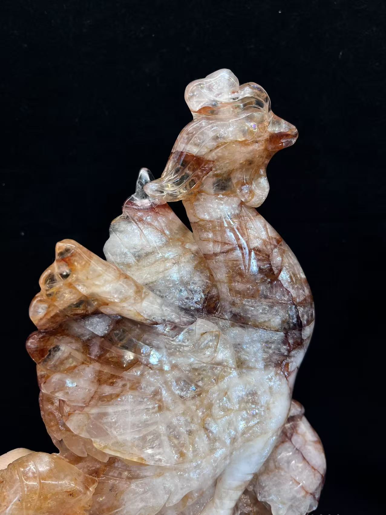 Natural fire quartz phoenix ornaments