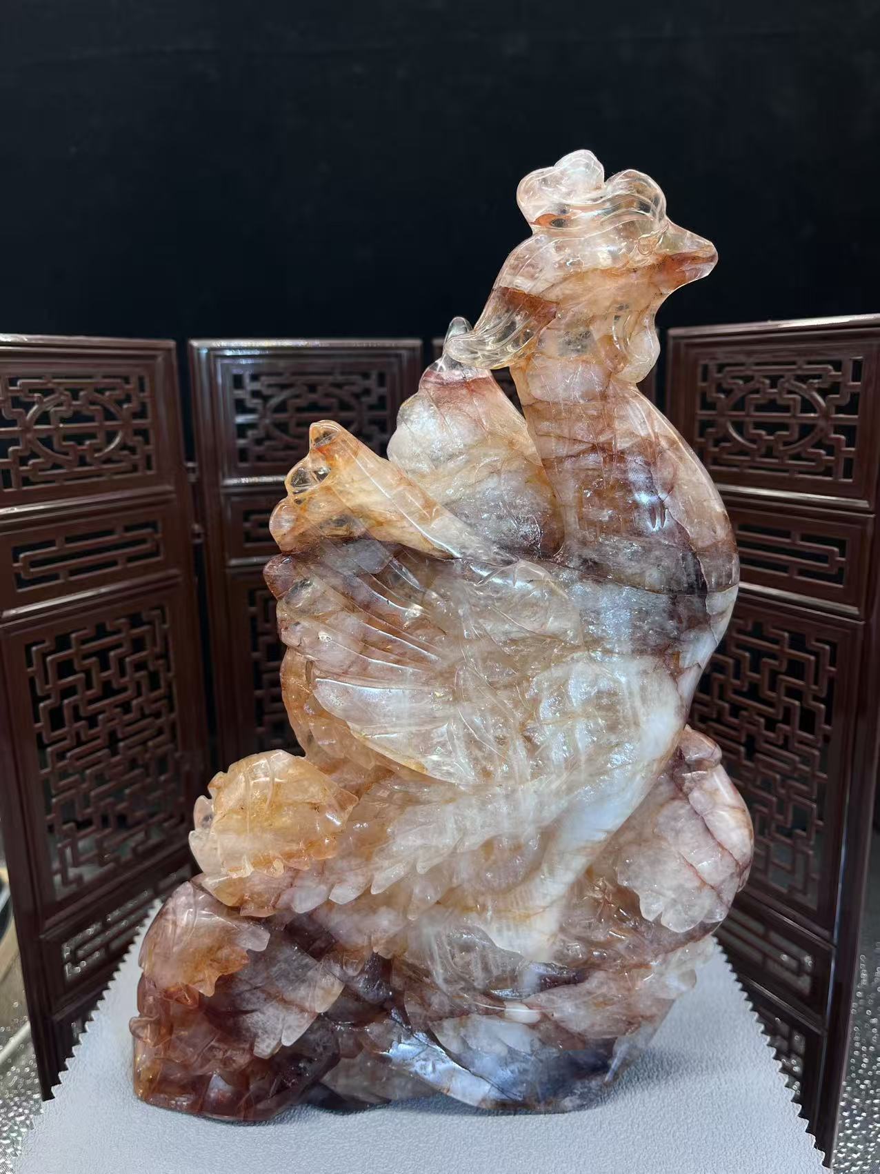 Natural fire quartz phoenix ornaments