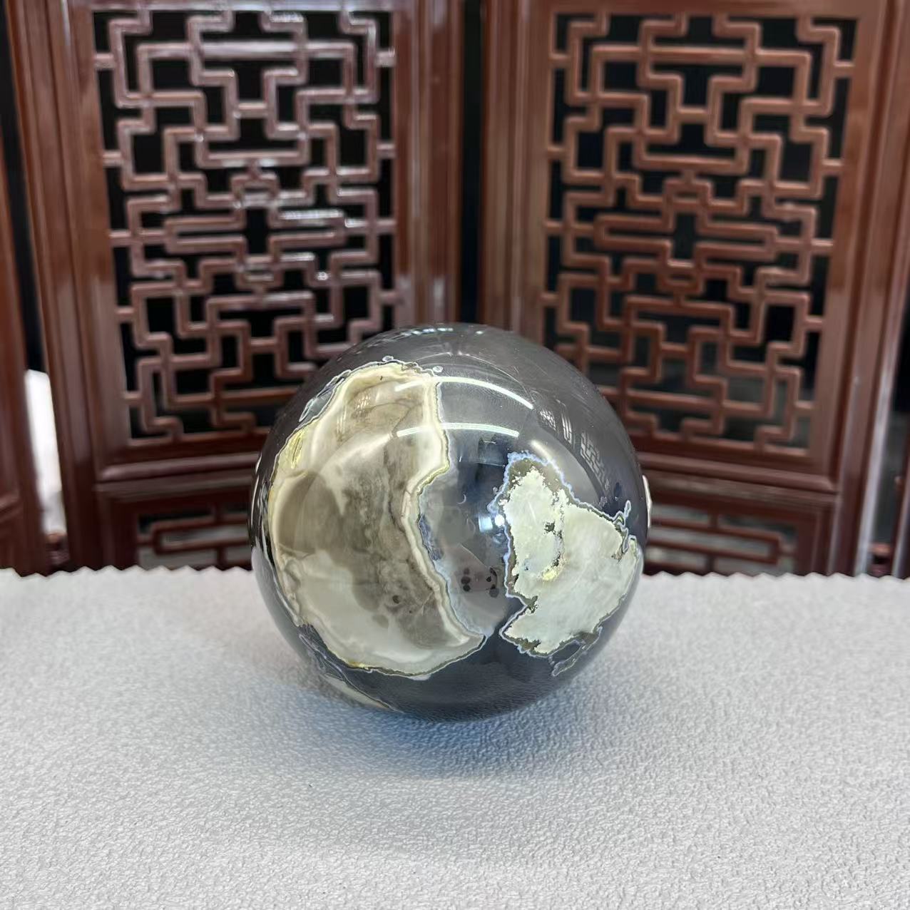 Natural volcano agate sphere