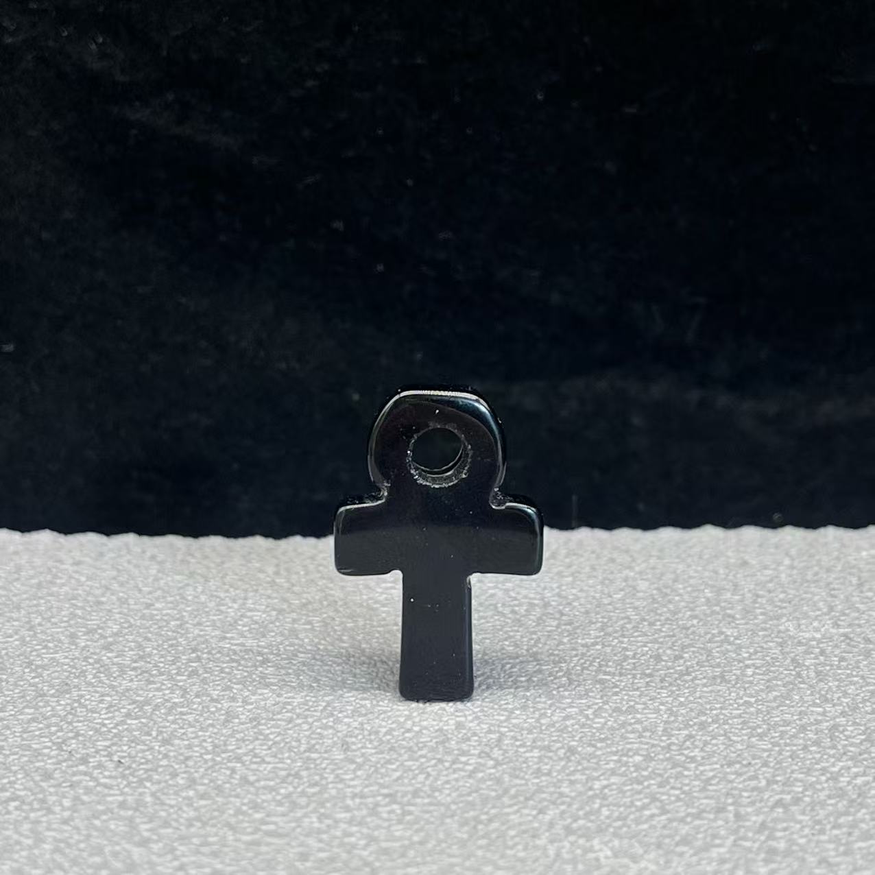 Natural obsidian crucifix pendant