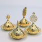 Mini gold tower incense burner with small metal